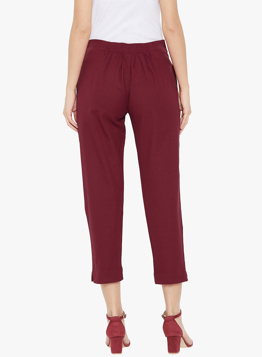 Maroon Cotton Slub Pants