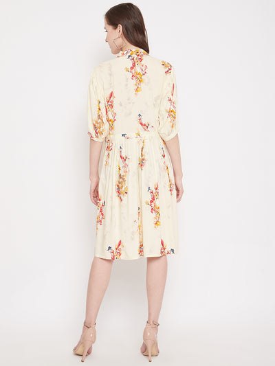 Womens rayon printed dress with matching mask