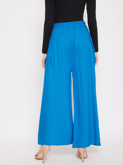 Sky Blue Plain Rayon Palazzo