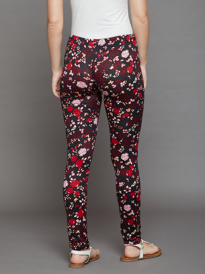 Red Floral Printed Legging