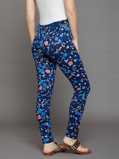 Blue Floral Printed Legging