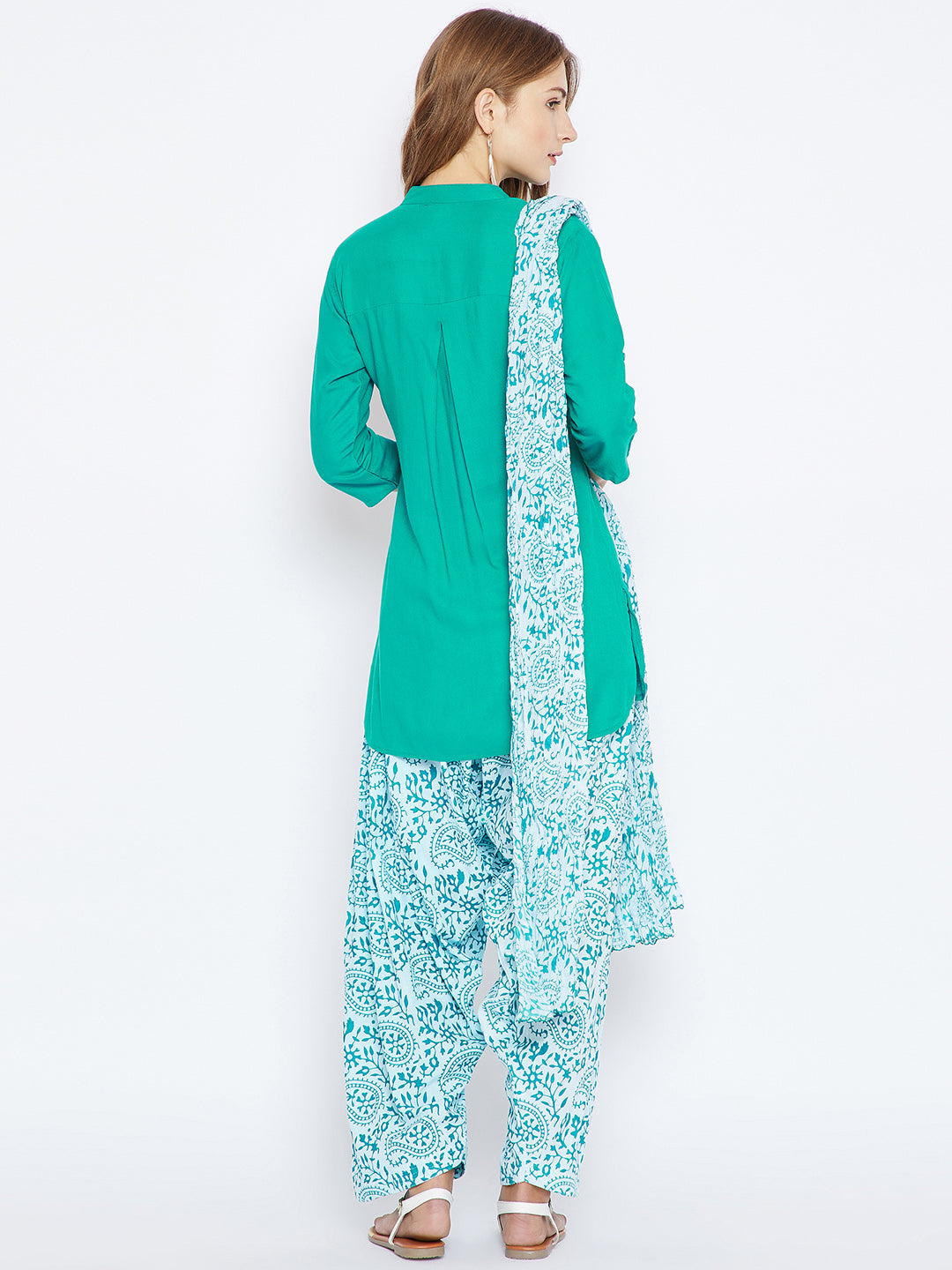 Paisley Print Patiala with Rama Green Kurti Set