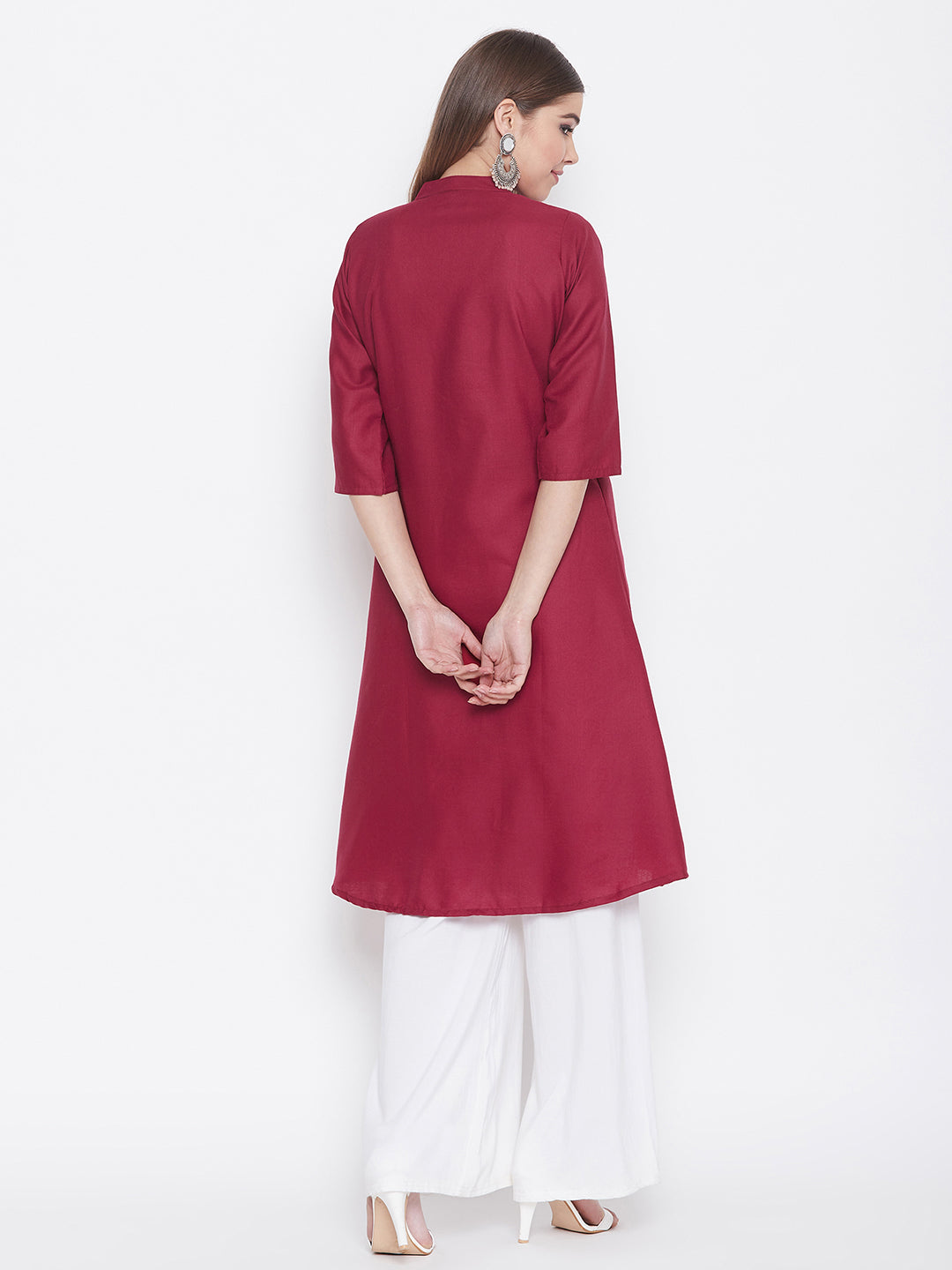 Maroon Solid Color Kurti