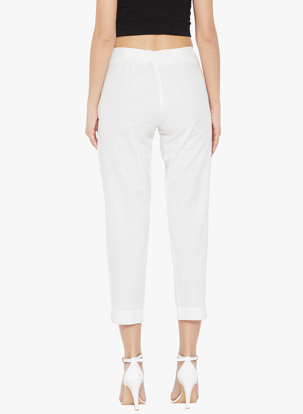 White Cotton Slub Pants