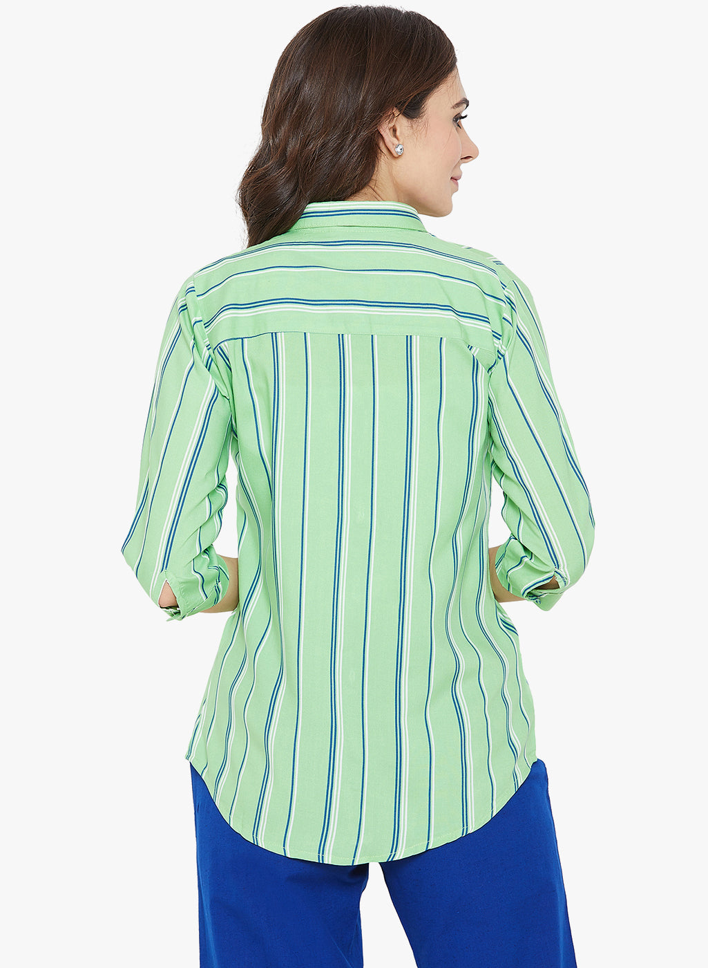 Green Stripes Printed Shirt