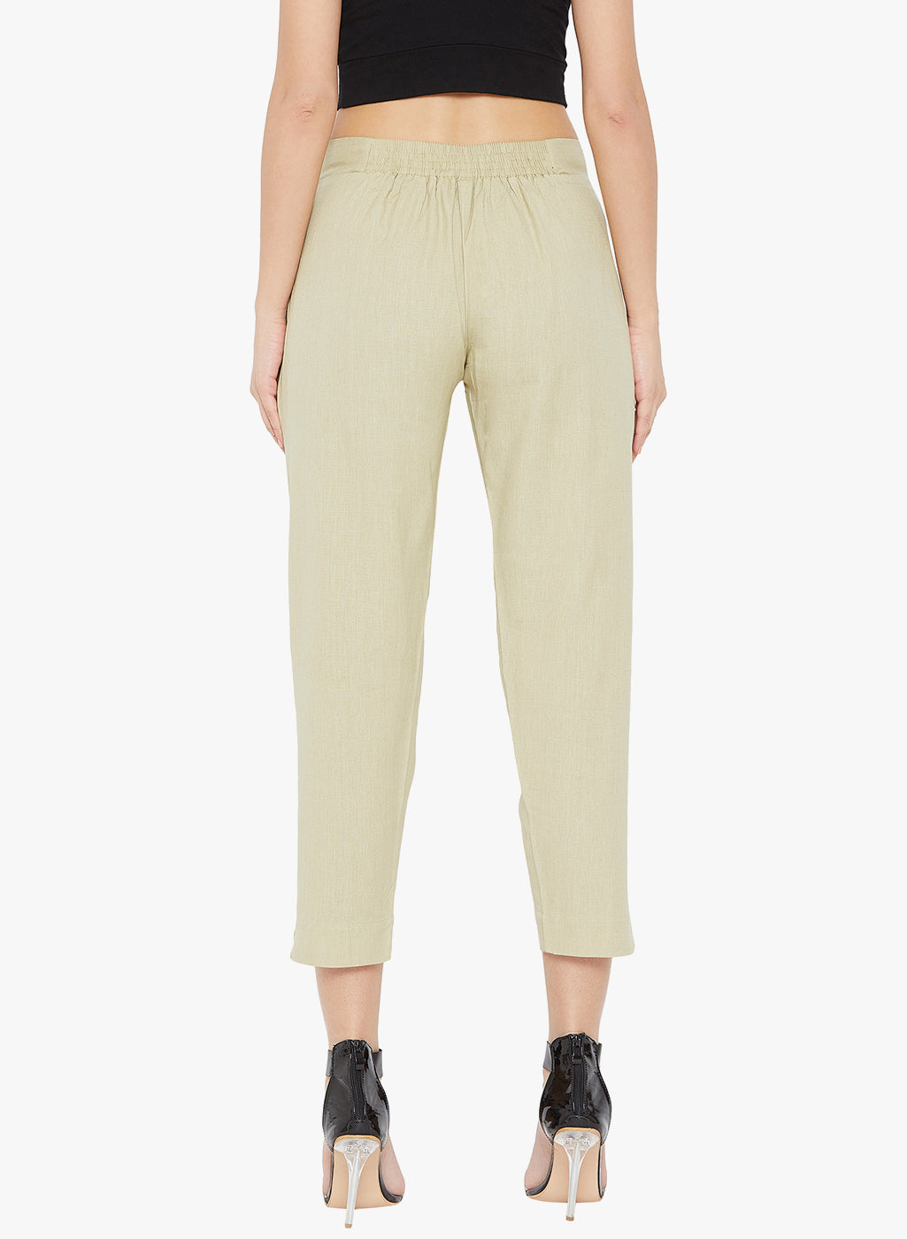 Beige Cotton slub Pants