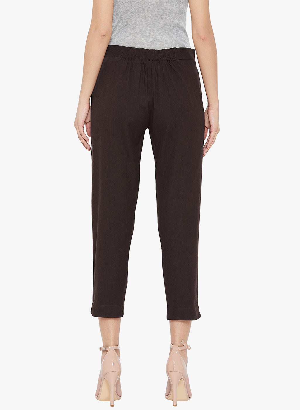 Brown Cotton Slub Pants