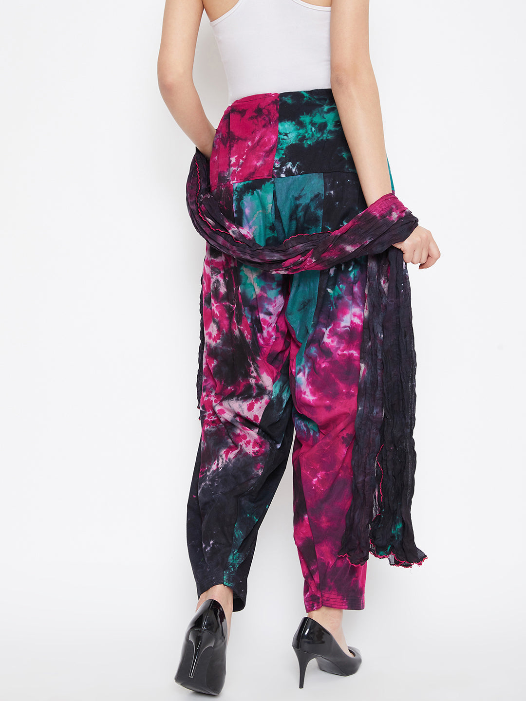 Tie & Dye Printed Cotton Patiala with Dupatta