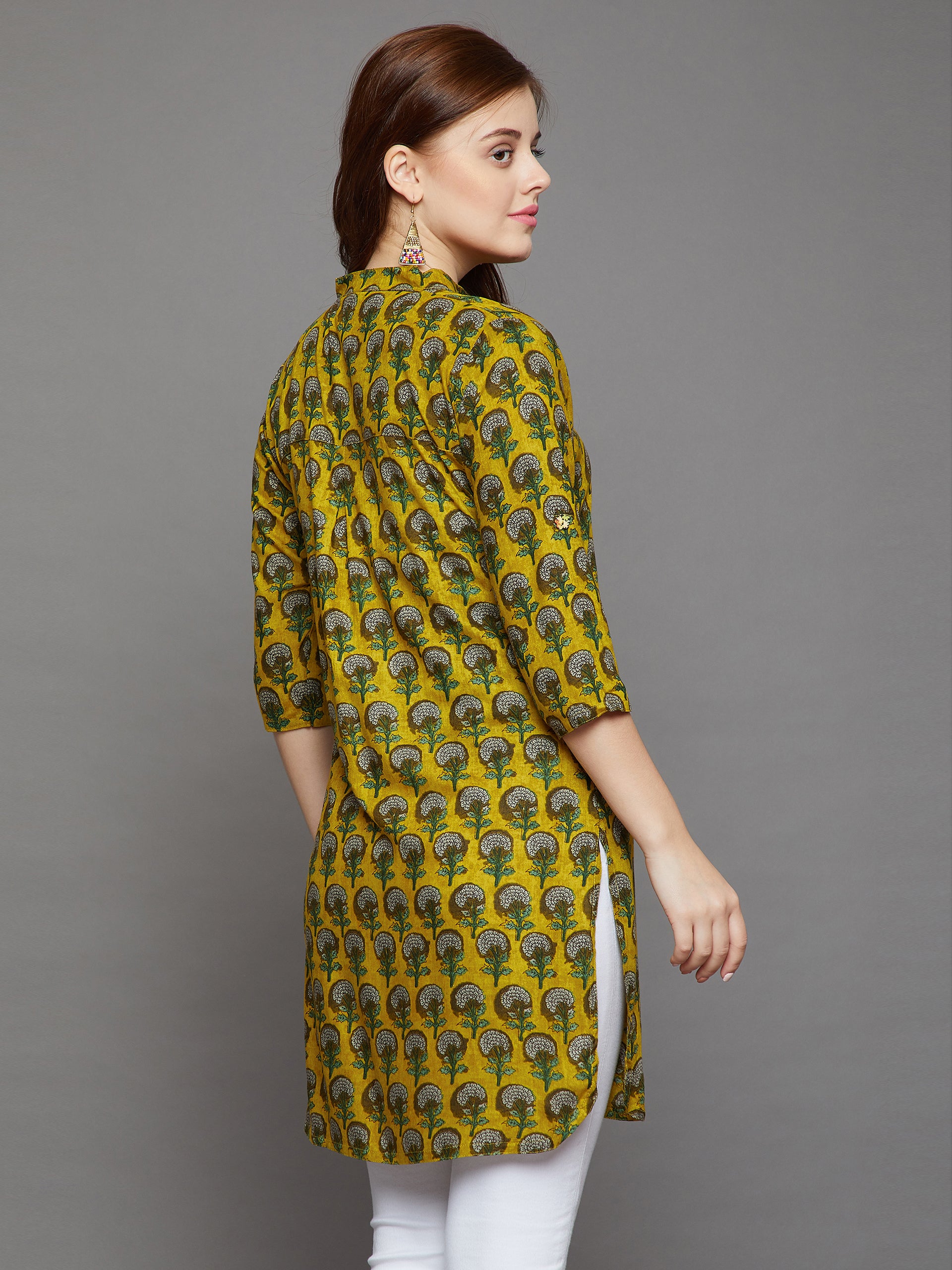 Mustard Printed Kurti