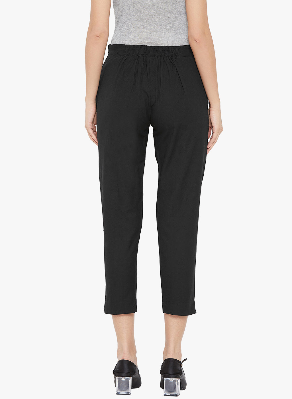 Black Cotton Slub Pants