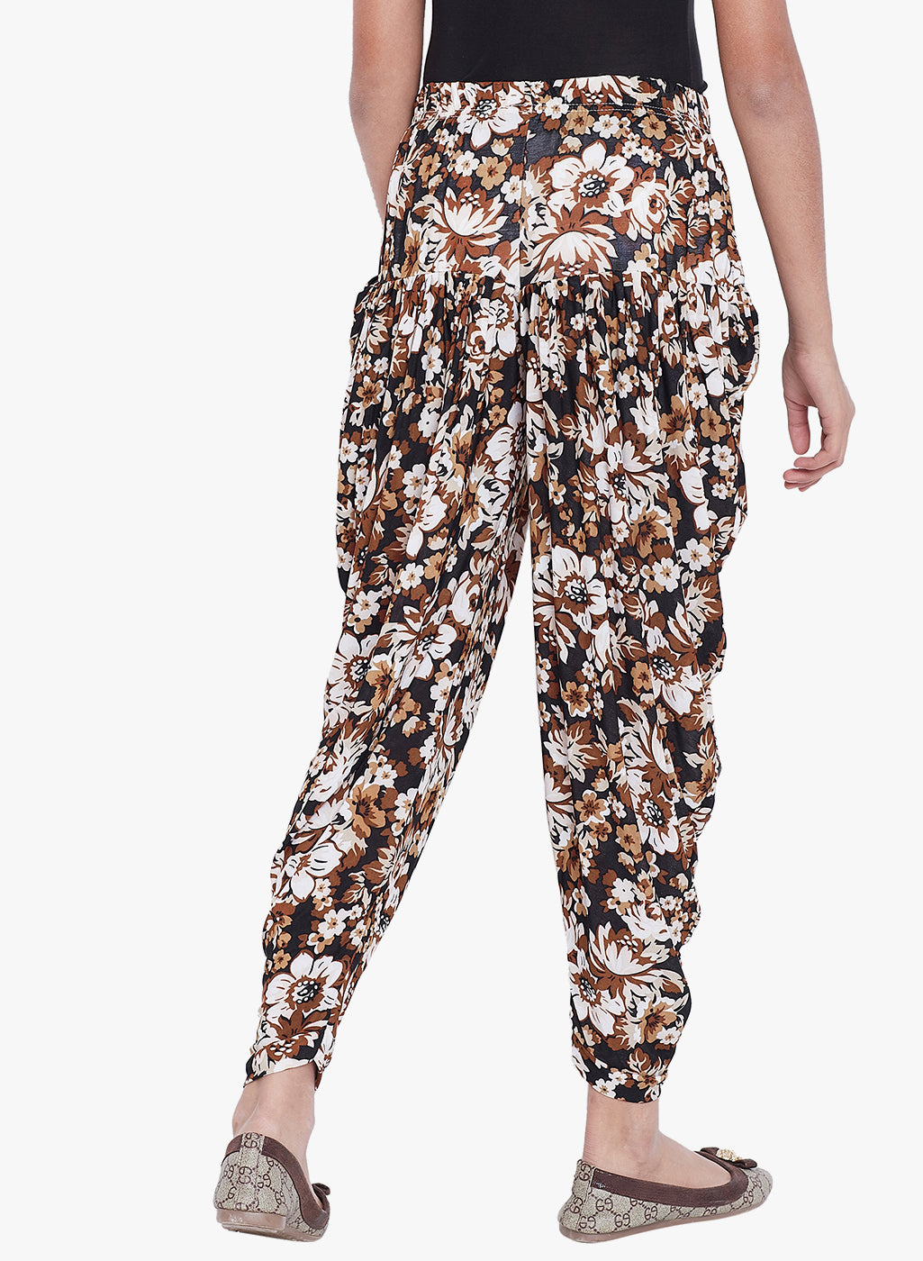 Brown Floral Printed Dhoti