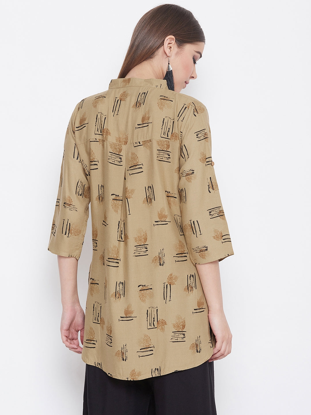 Pale Taupe Printed Short Kurta