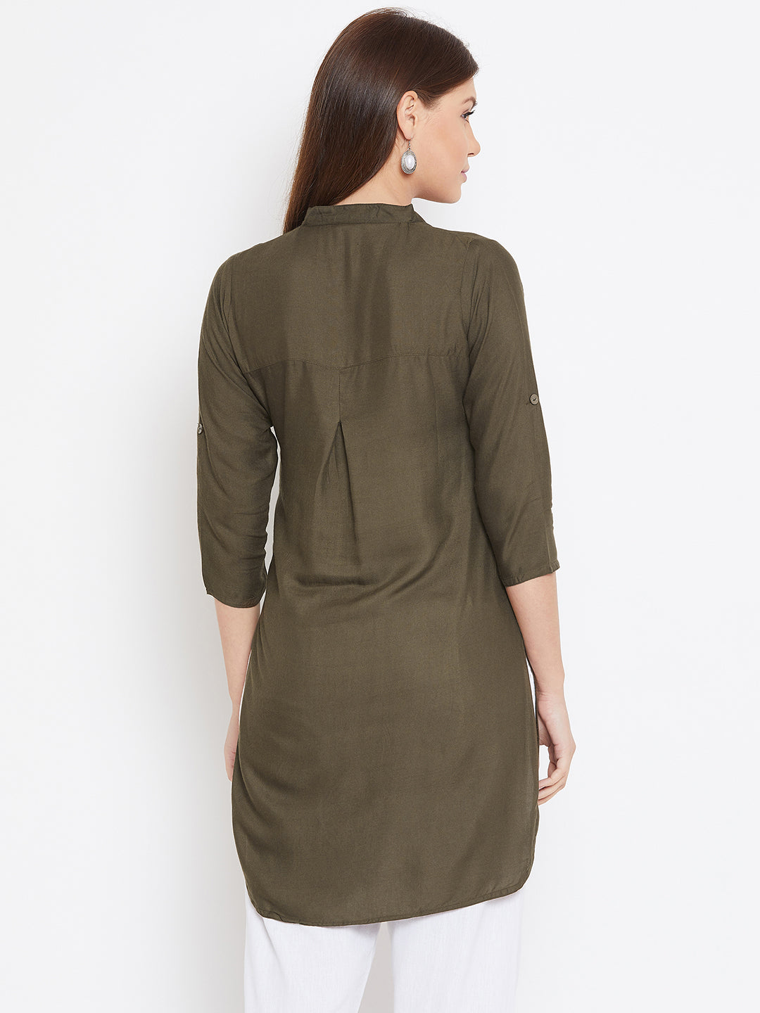 Olive Green Solid Color Kurti