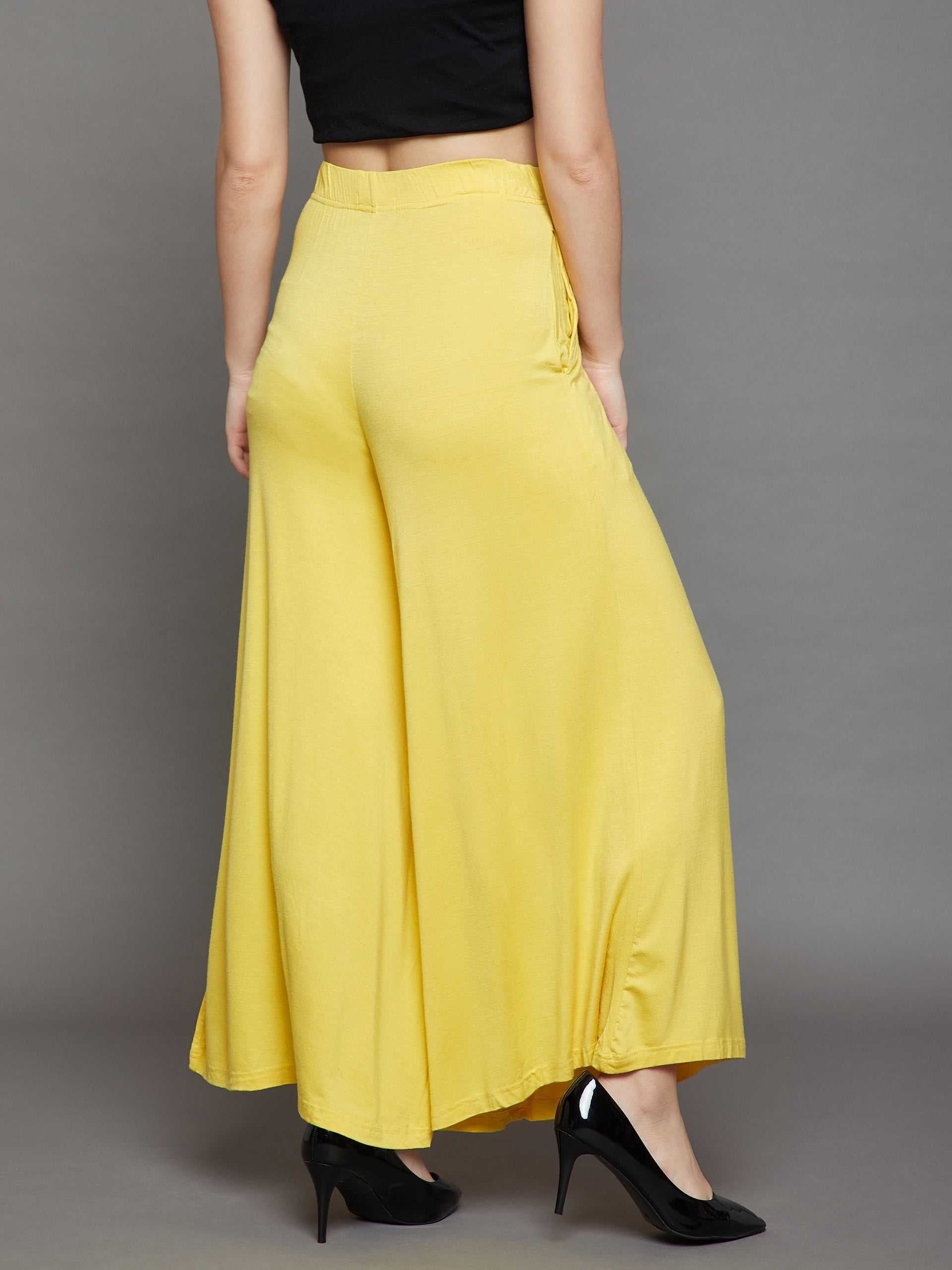 Yellow Plain Viscose Palazzo