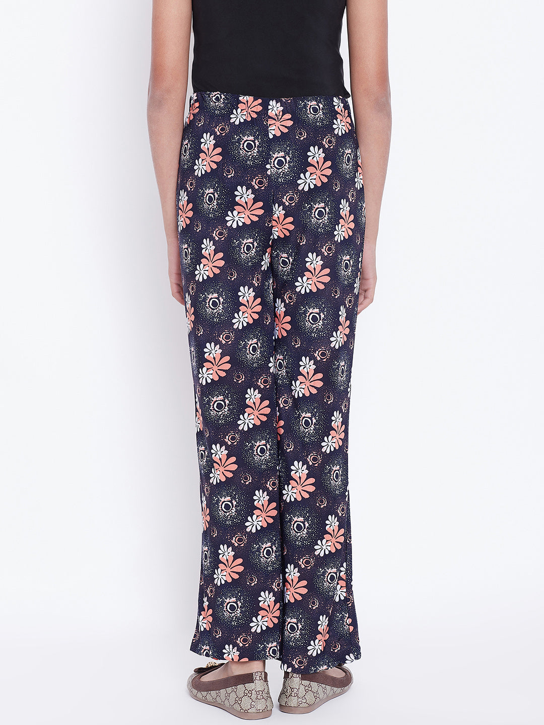 Peach Tri Floral Printed Palazzo