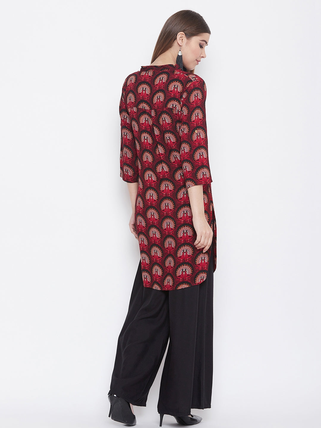 Maroon Figurative Printed Kurti