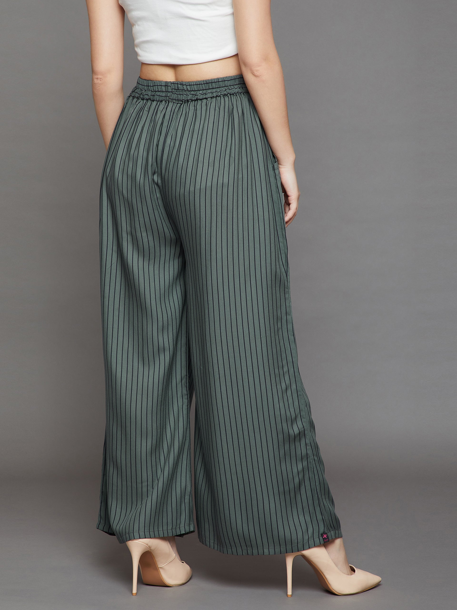 Olive with Black Stripes Palazzo