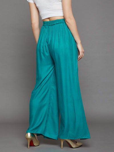 Rama Green Plain Rayon Palazzo