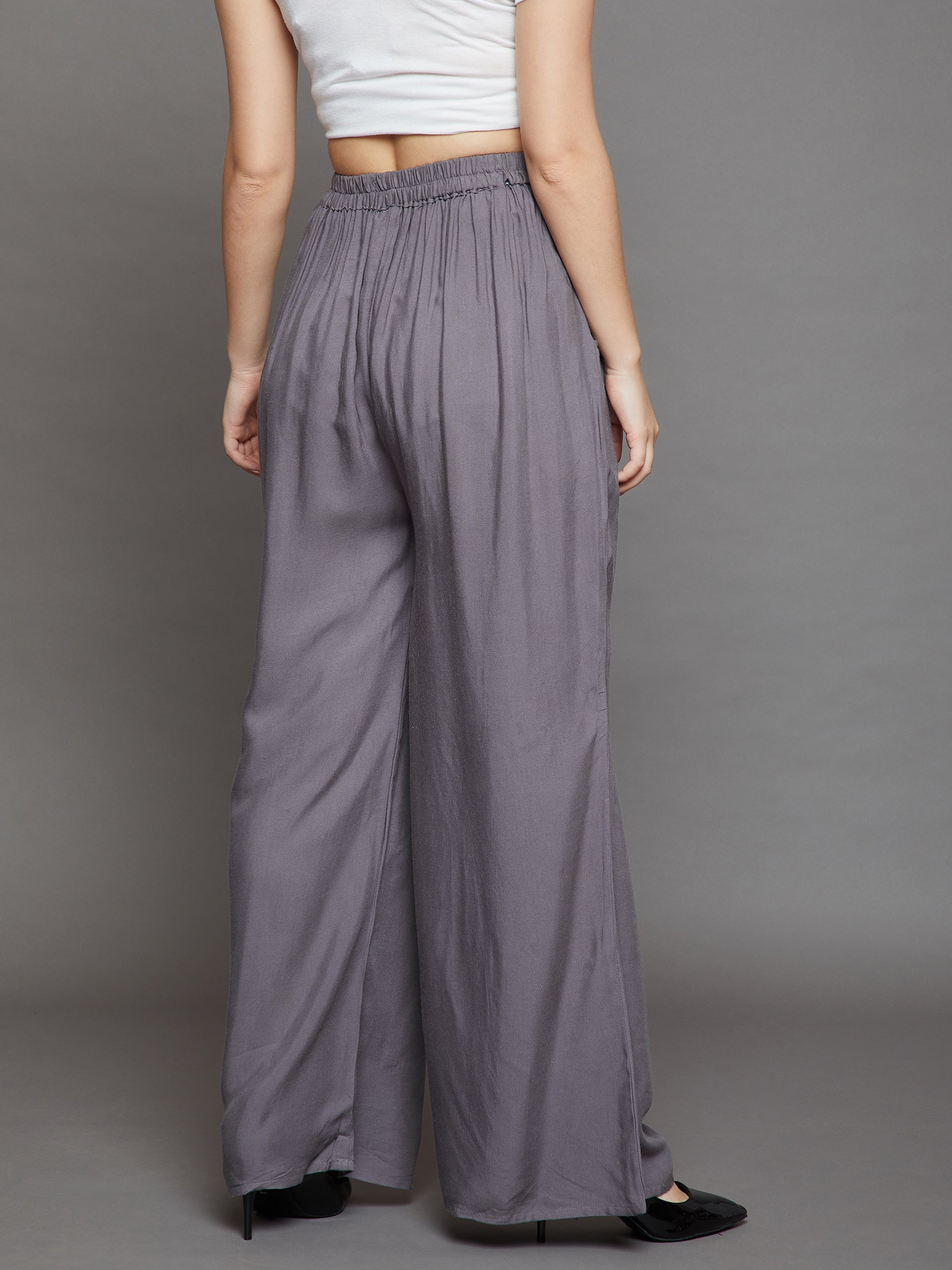 Grey Plain Rayon Palazzo