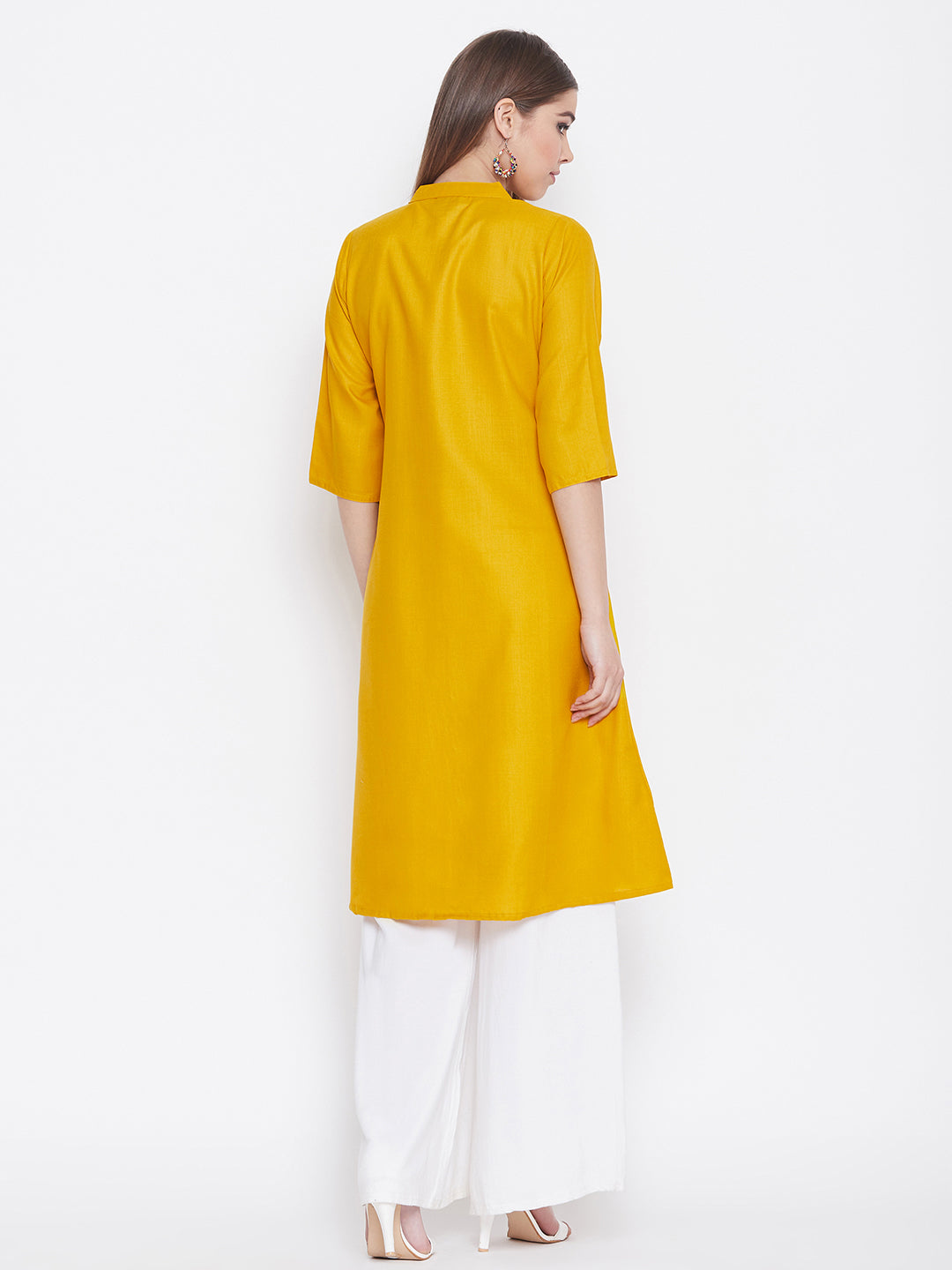 Mustard Yellow Solid Kurti