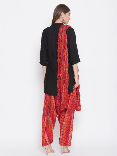 Multicolour Floating Lines Patiala with Black Kurti Set