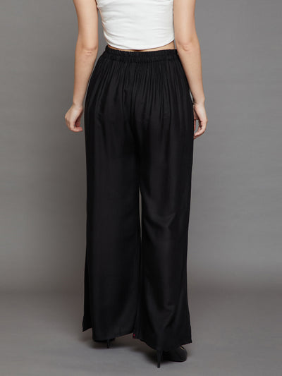 Black Plain Rayon Palazzo