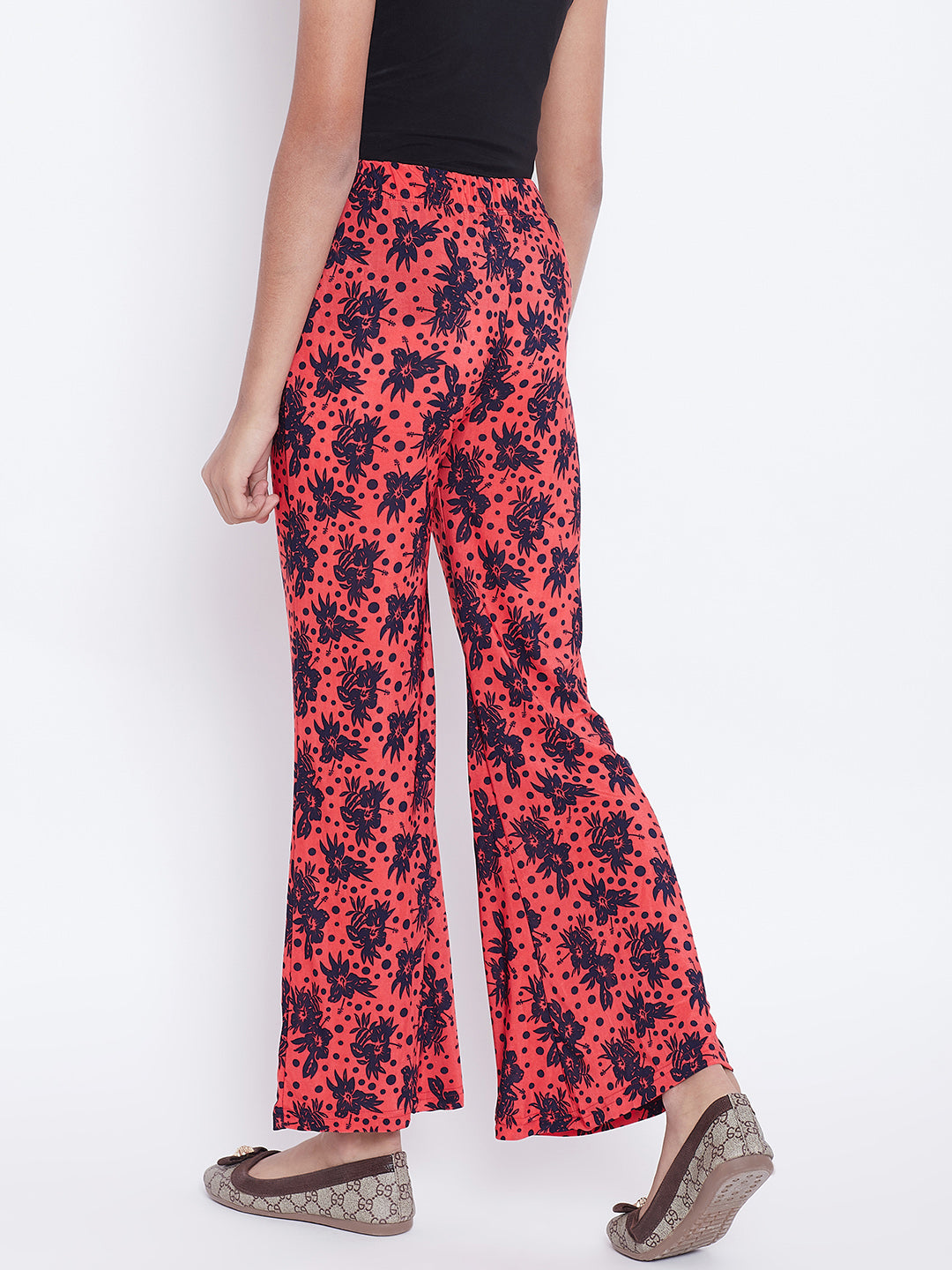 Peach Polka Floral Printed Palazzo