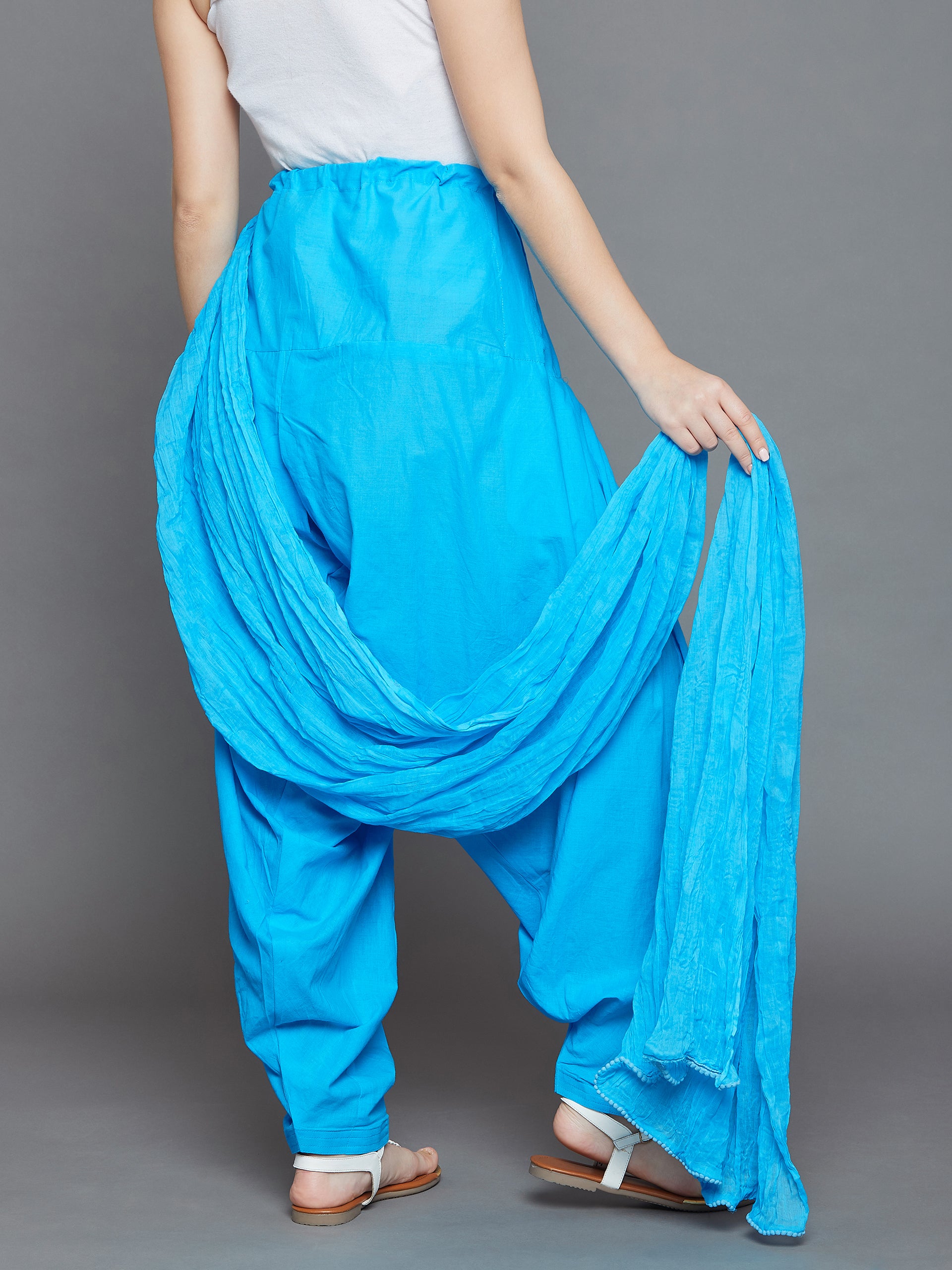 Sky Blue Cotton Pain Patiala with Dupatta