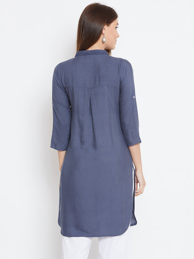 Light Grey Solid Color Kurti
