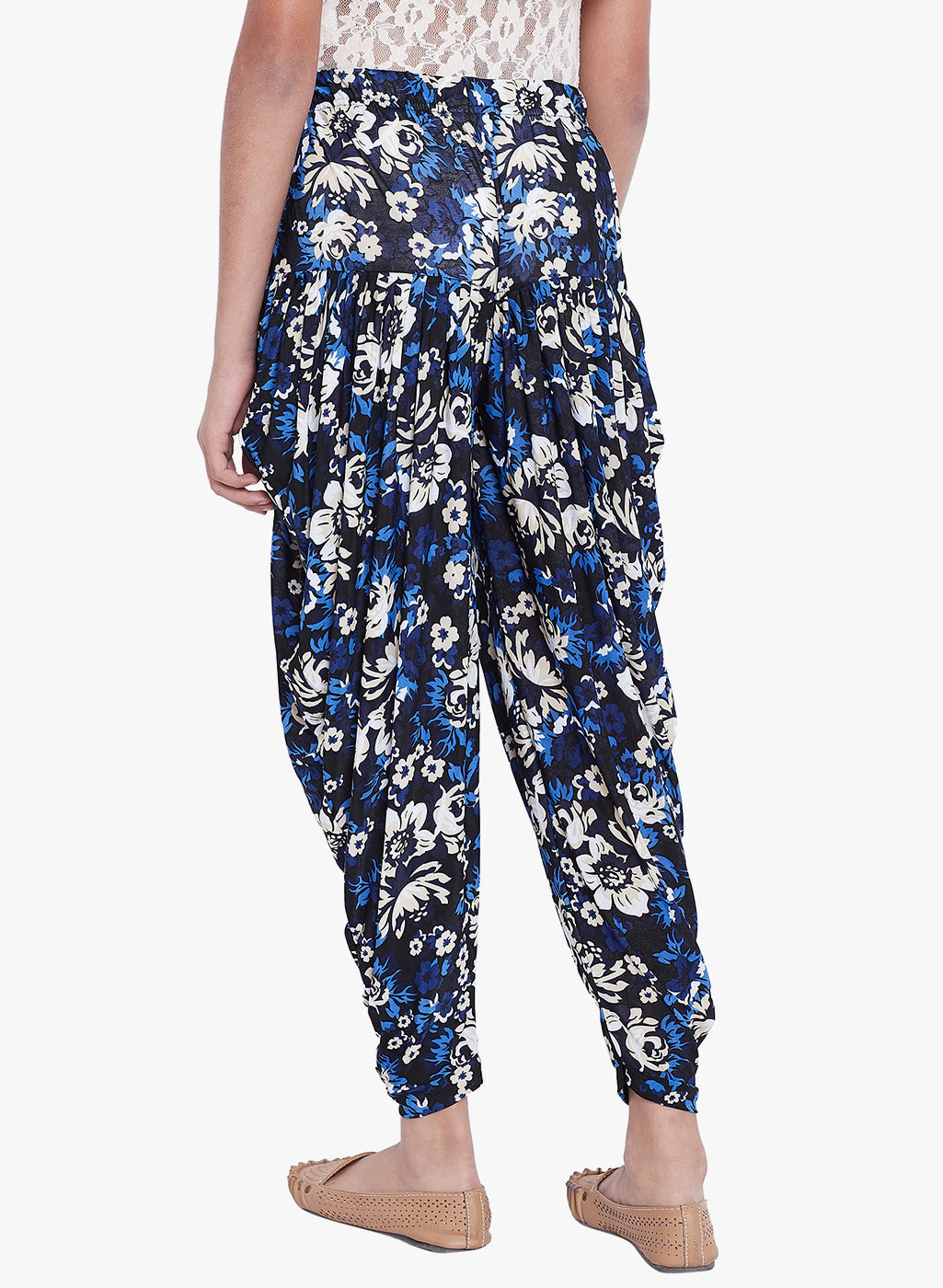 Blue Floral Printed Dhoti