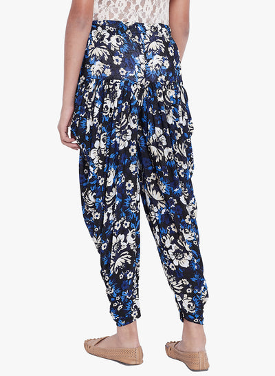 Blue Floral Printed Dhoti