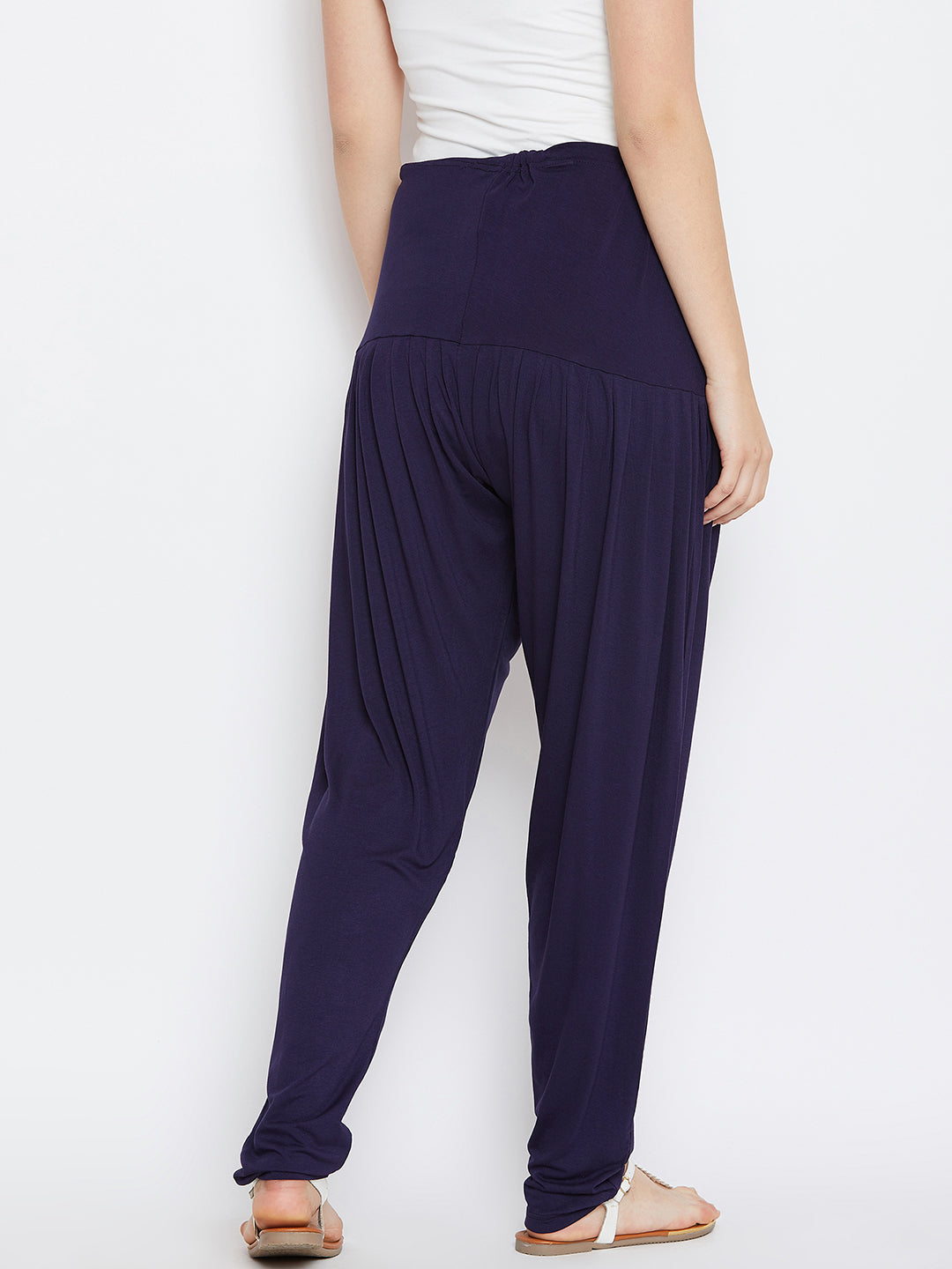 Navy Blue Plain Viscose Patiala