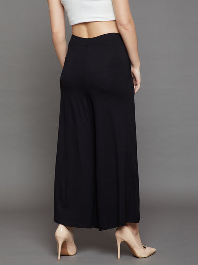 Black Plain Viscose Palazzo