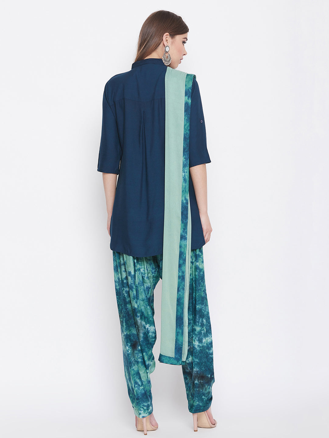 Tie & Dye Print Patiala with Blue Kurti Set