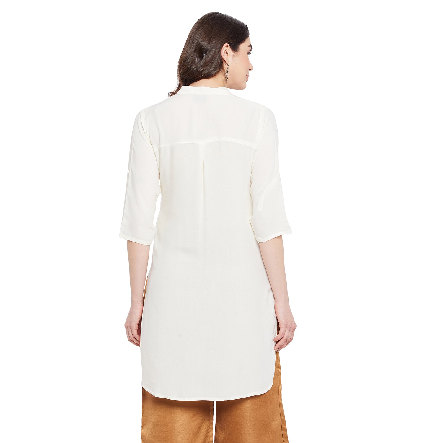 Cream Solid Color Kurti