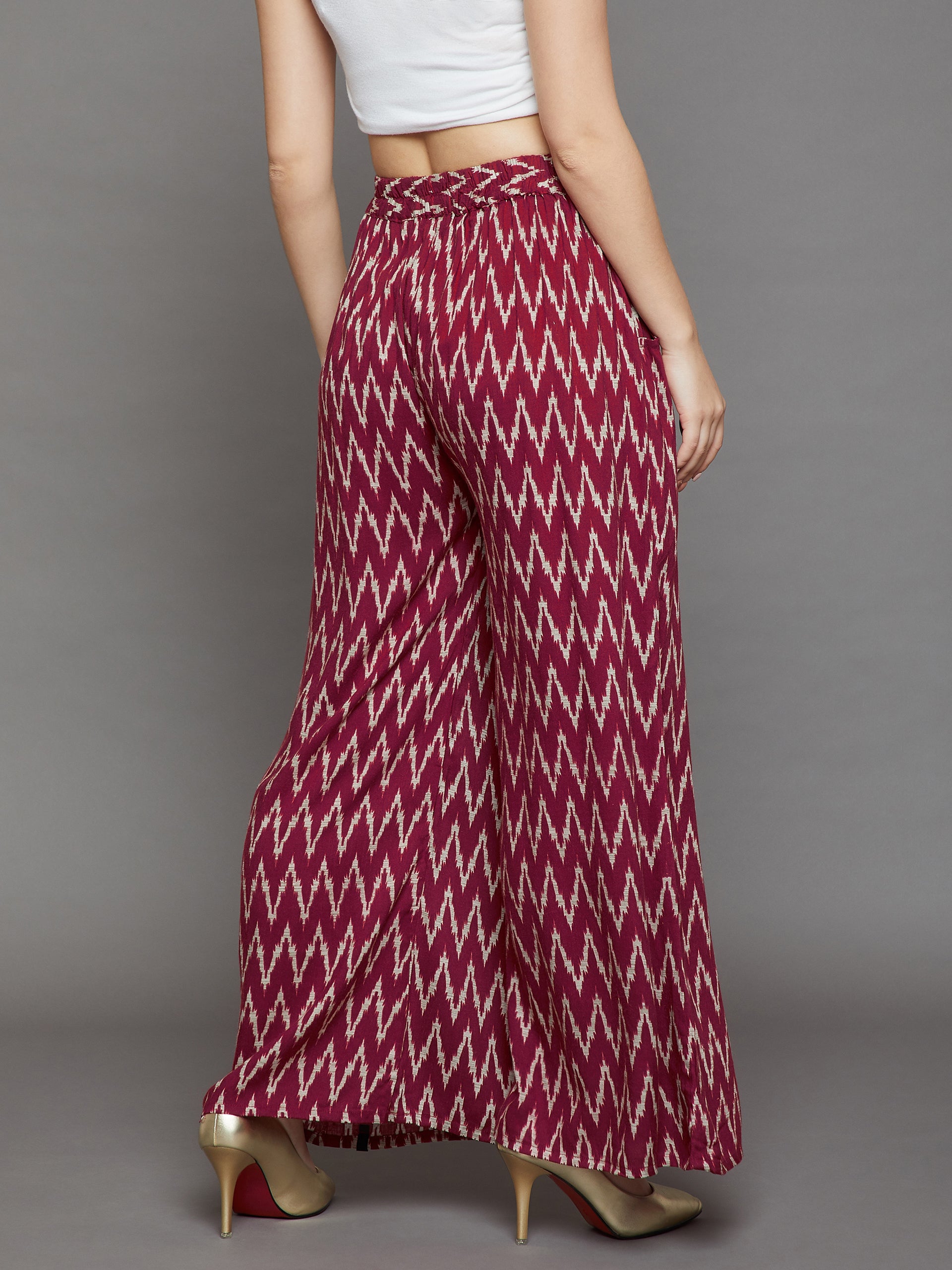 Maroon Chevron Printed Palazzo