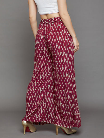 Maroon Chevron Printed Palazzo