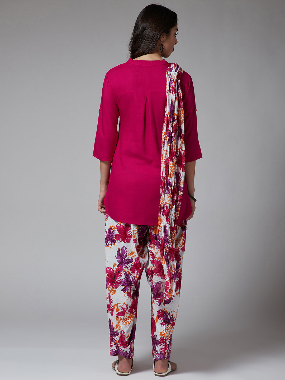 Magenta Top with Floral Patiala Set