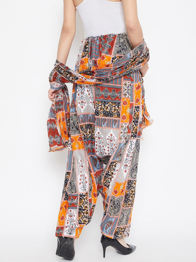 Patch work Printed Cotton Patiala with Dupatta Free Size