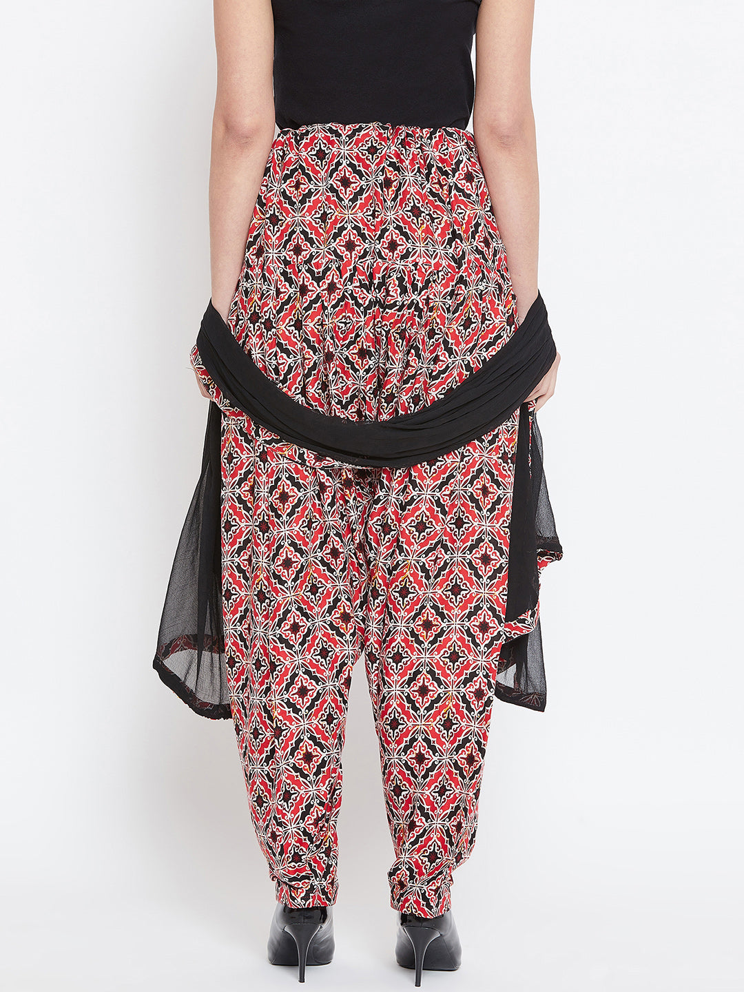 Block floral Print Rayon Printed Patiala with Dupatta