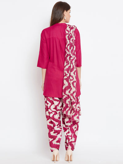 Brush Pattern Patiala with Rani Kurti Set