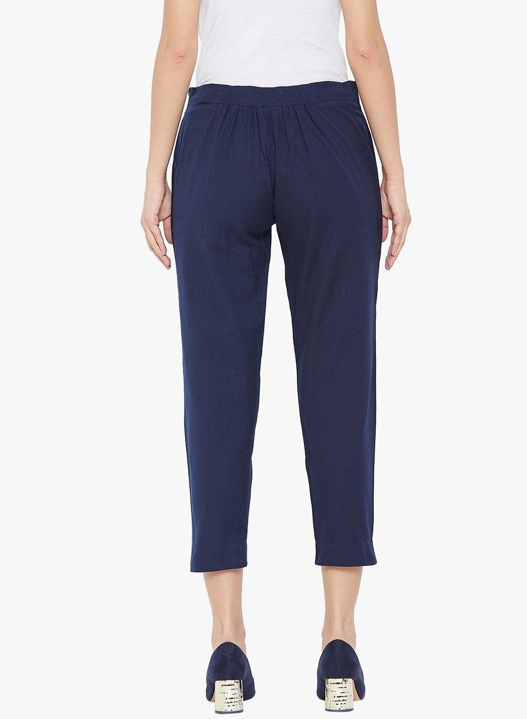 Navy Blue Cotton Slub Pants