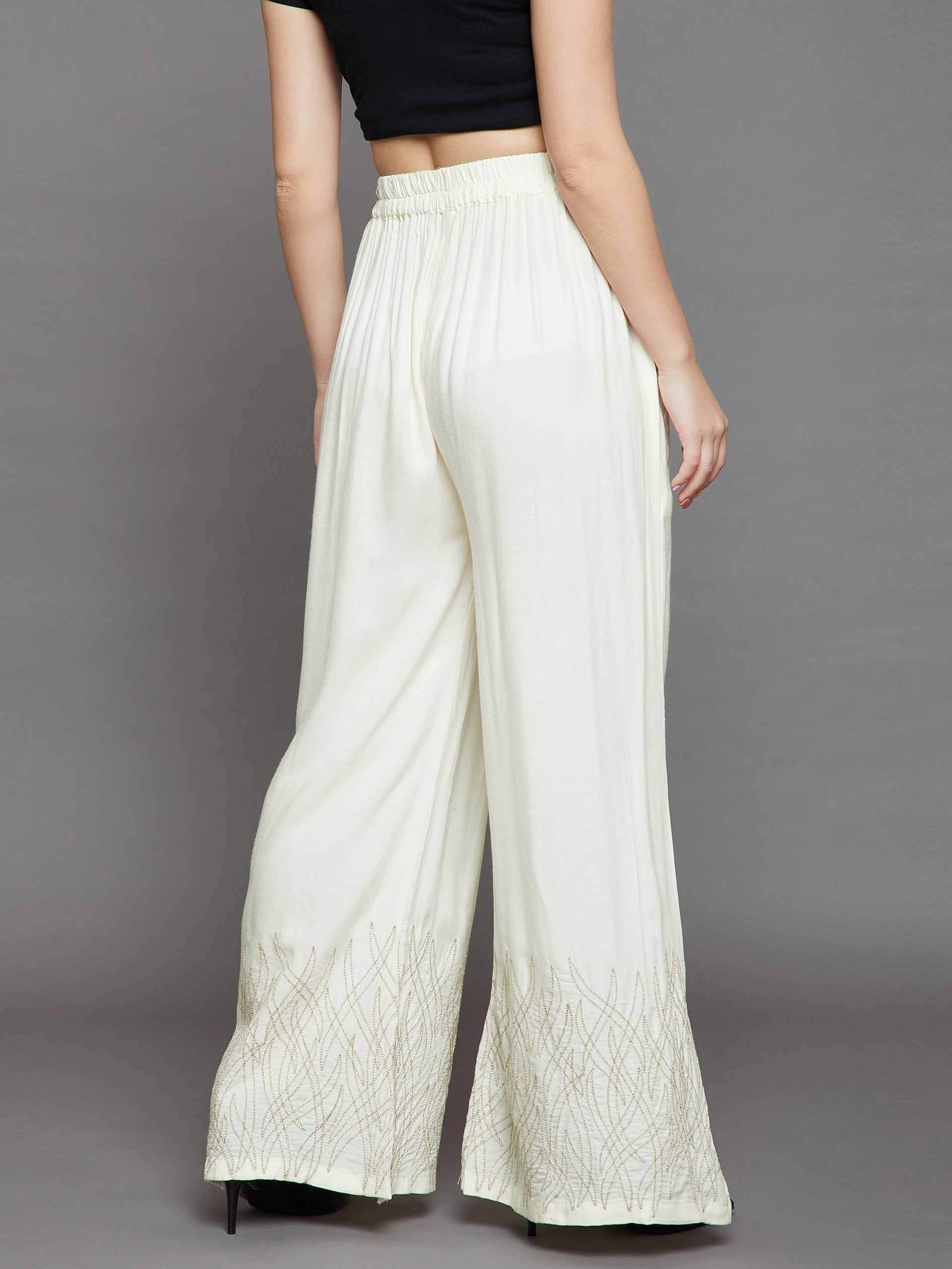 Off White Embroidery Palazzo