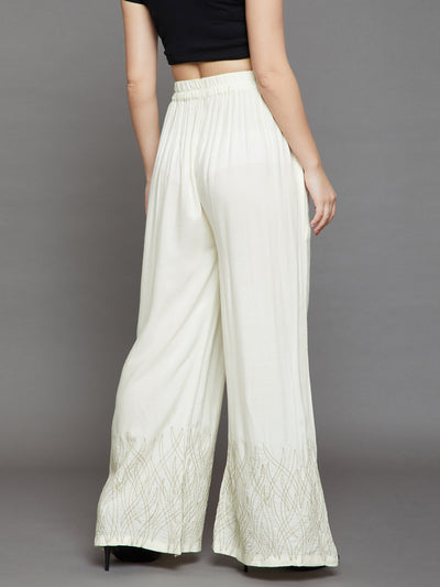 Off White Embroidery Palazzo
