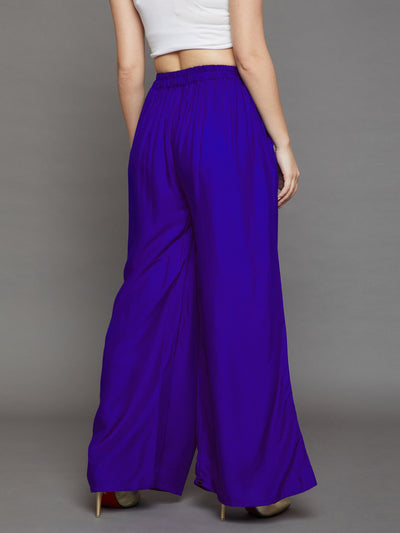 Royal Blue Plain Rayon Palazzo