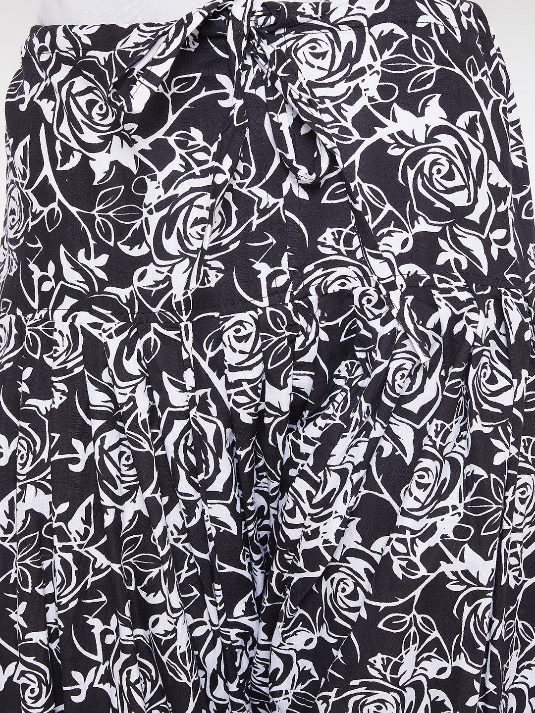 Rose print Patiala with Black Kurti Set