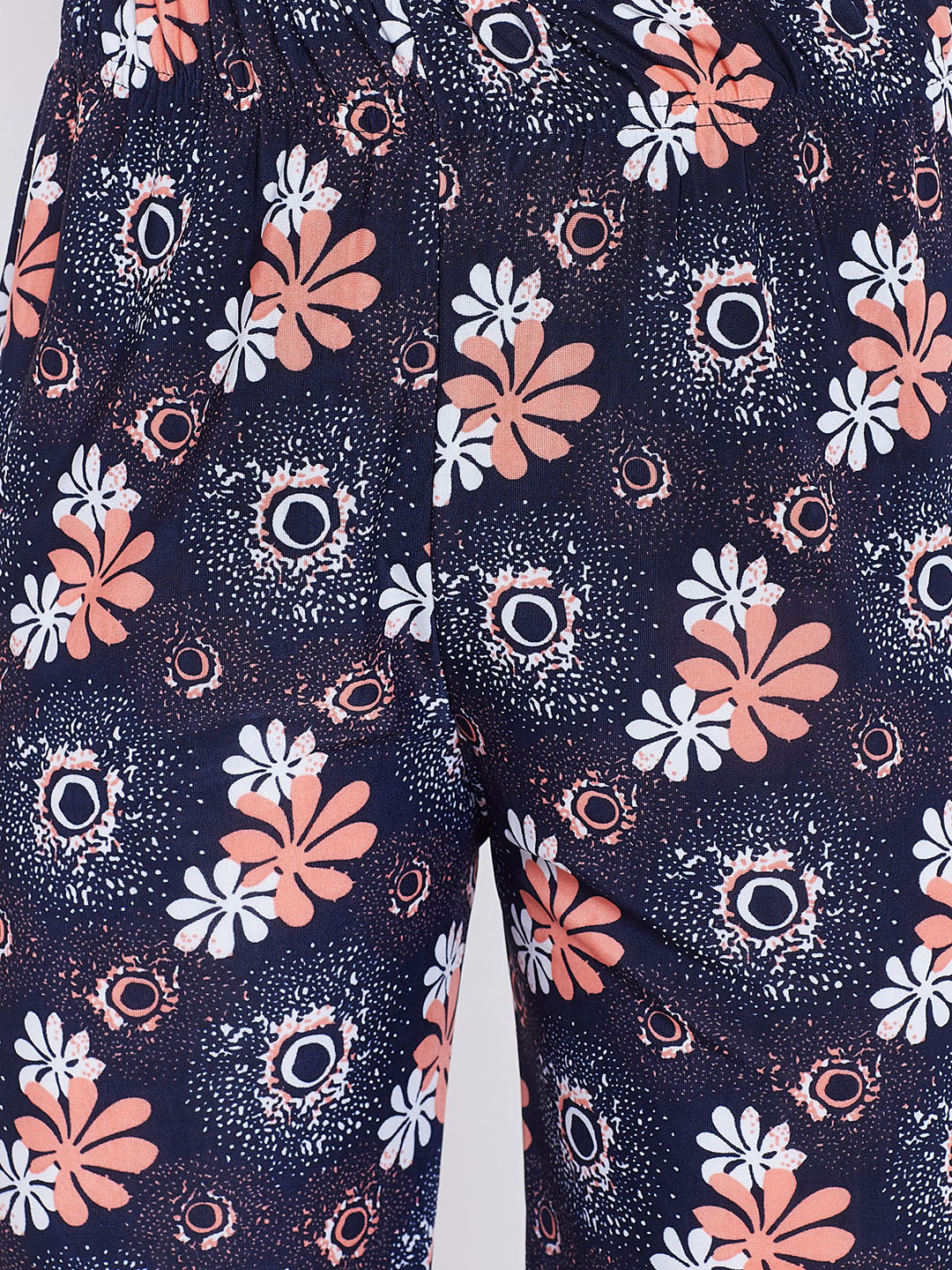 Peach Tri Floral Printed Palazzo