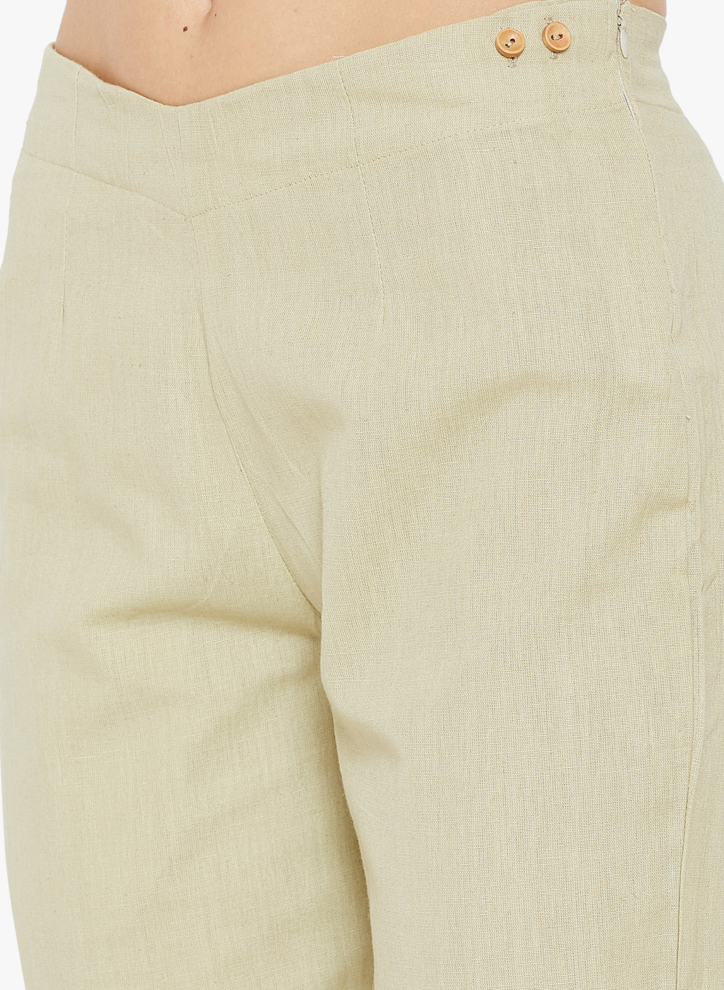 Beige Cotton slub Pants