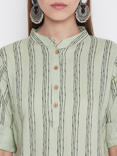 Honeydew Stripes Short Kurta