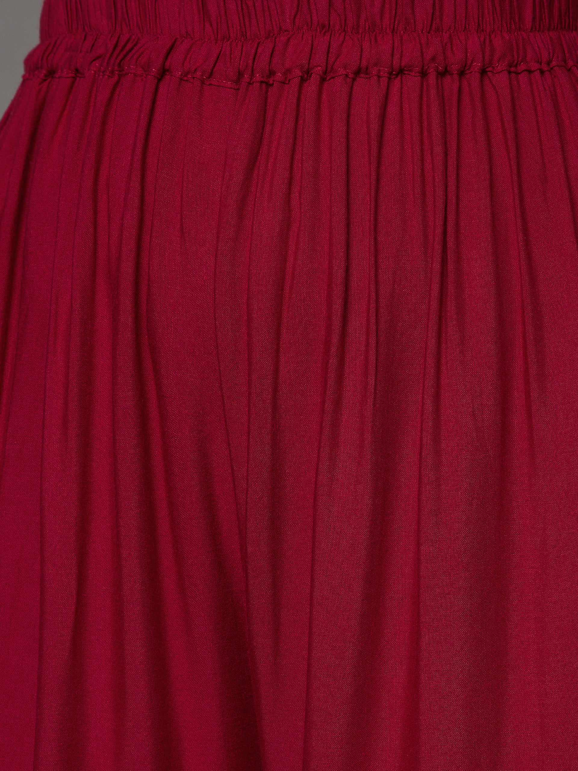 Maroon Plain Rayon Palazzo